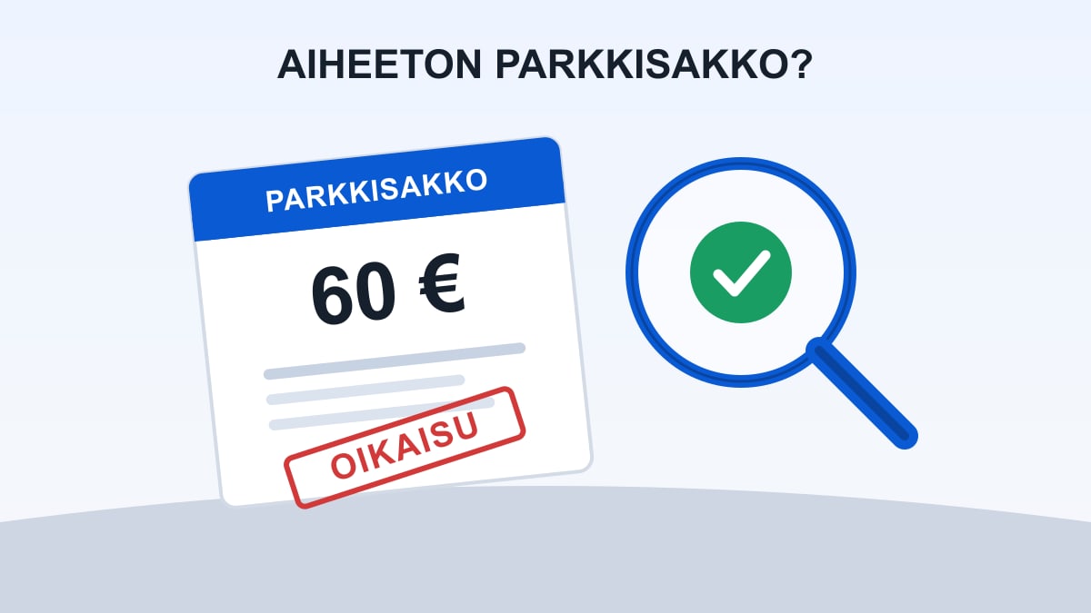 Tuulilasiin jätetty parkkisakko, jota tarkastellaan suurennuslasilla