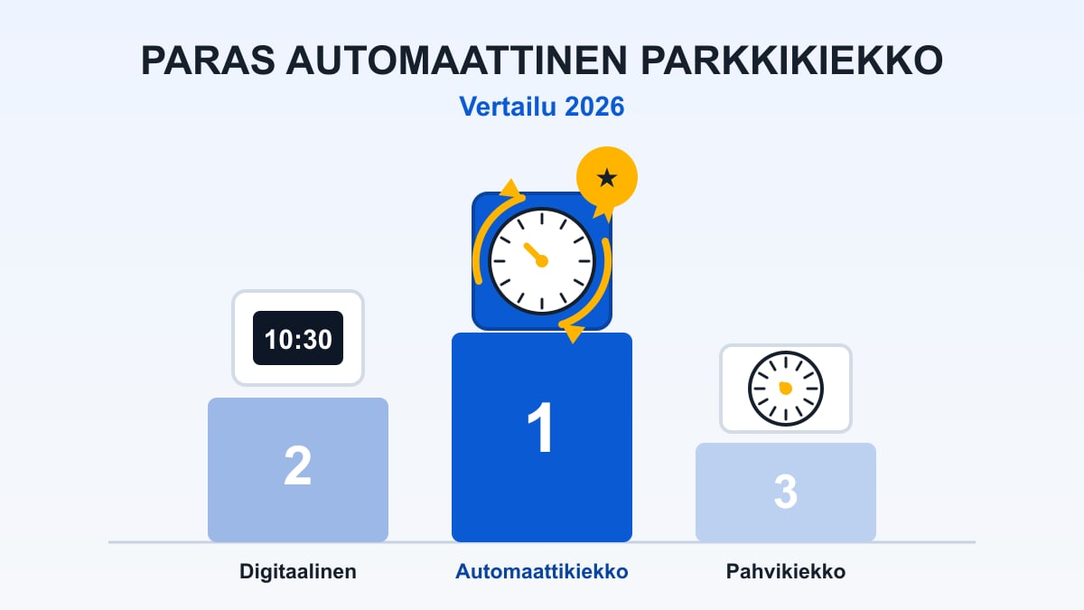 Automaattisten parkkikiekkojen vertailu 2026 – kiekot palkintopallilla