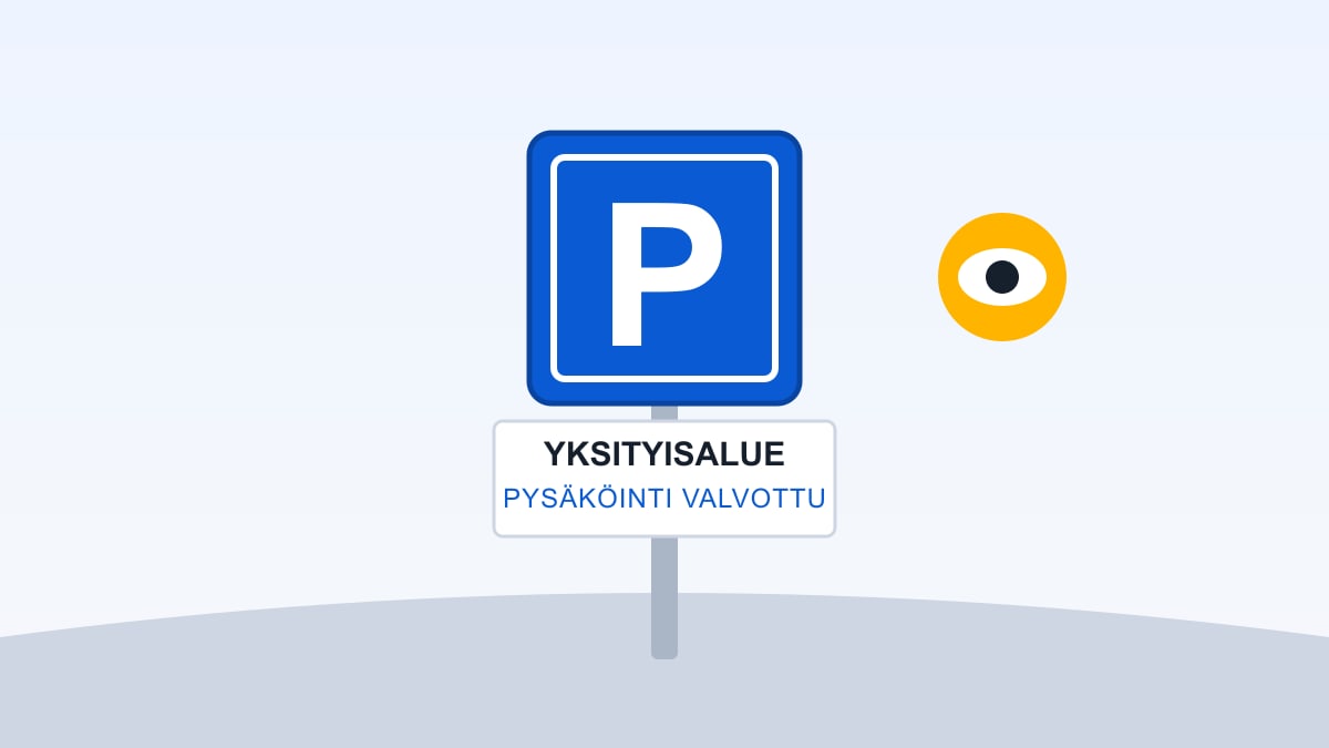 Yksityisalueen pysäköintimerkki ja teksti pysäköinti valvottu